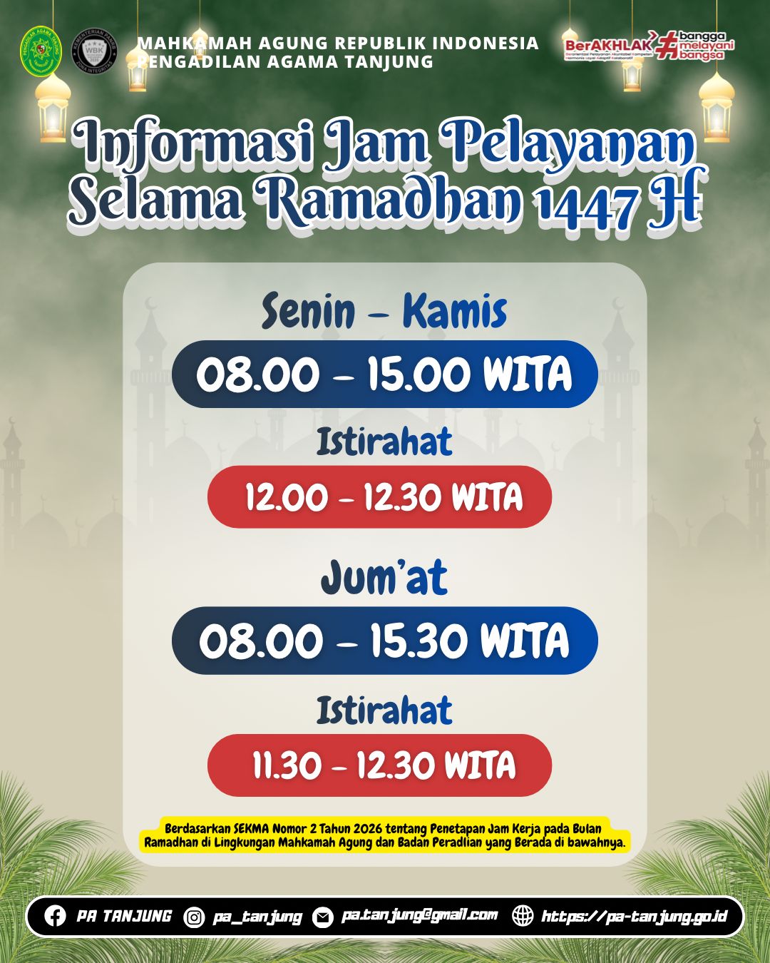 Jam pelayanan ramadhan